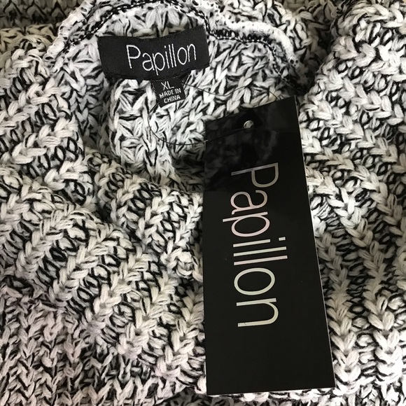 Papillon Gray White Knit Cowl Neck Pull-on Vest XL - Picture 7 of 8